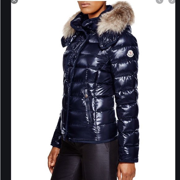 moncler black down & fur armoise jacket